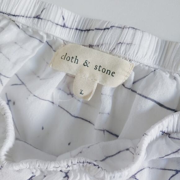 Cloth & Stone Purple White Tie-Dye Short Cap Sleeve Flowy Blouse Top L - Picture 8 of 8